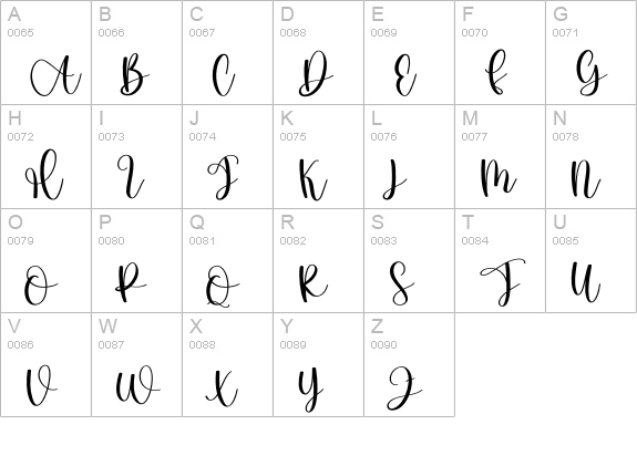 Hello Amellia uppercase A-Z preview