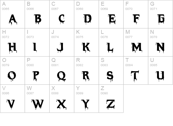 Hellraiser Bloody uppercase A-Z preview