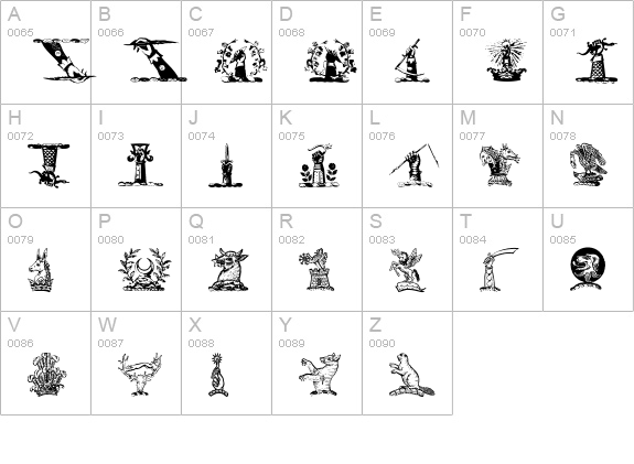 HelmbuschCrestSymbols uppercase A-Z preview