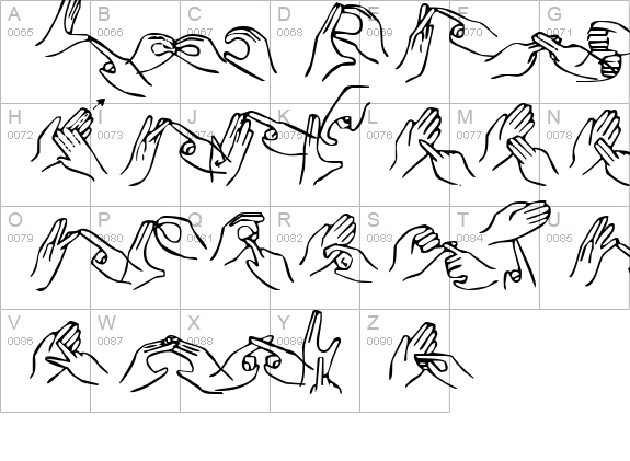Helping Hands uppercase A-Z preview