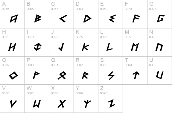 Heorot Expanded Italic uppercase A-Z preview