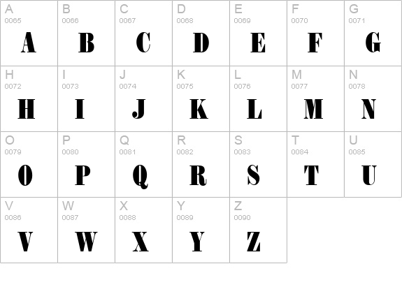 Heron-Regular uppercase A-Z preview