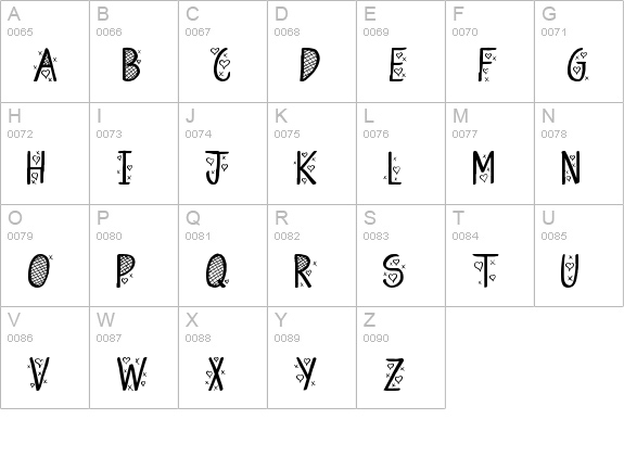 Hey Cutie uppercase A-Z preview
