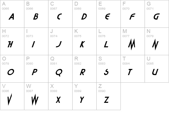 Highlander uppercase A-Z preview