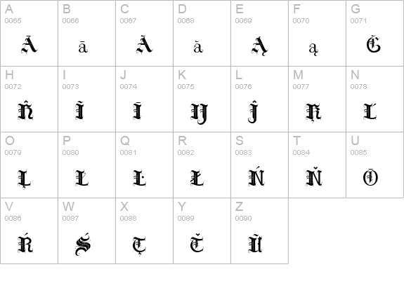 Hilda Sonnenschein Extra Characters uppercase A-Z preview