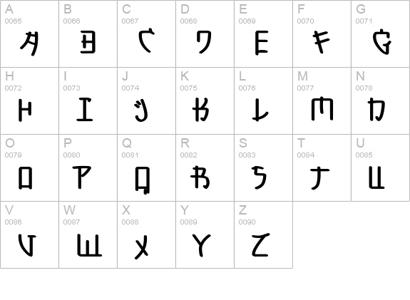Hirakatana uppercase A-Z preview
