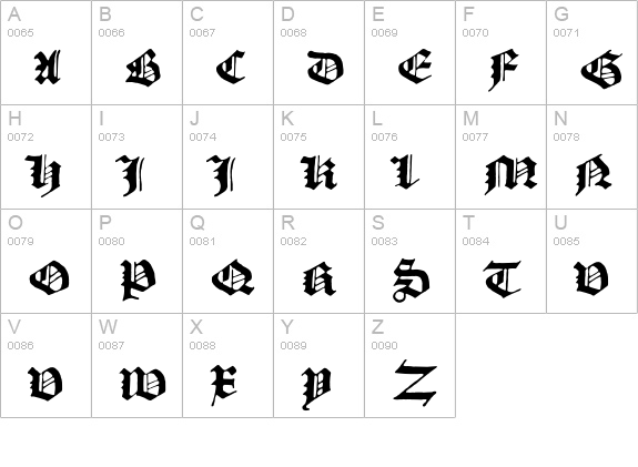 Historical-EnglishTextura uppercase A-Z preview