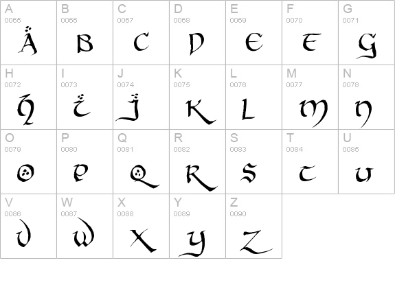 Hobbiton BrushhandHobbiton brush uppercase A-Z preview