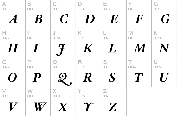 HoeflerText-Bold-Italic-SC uppercase A-Z preview