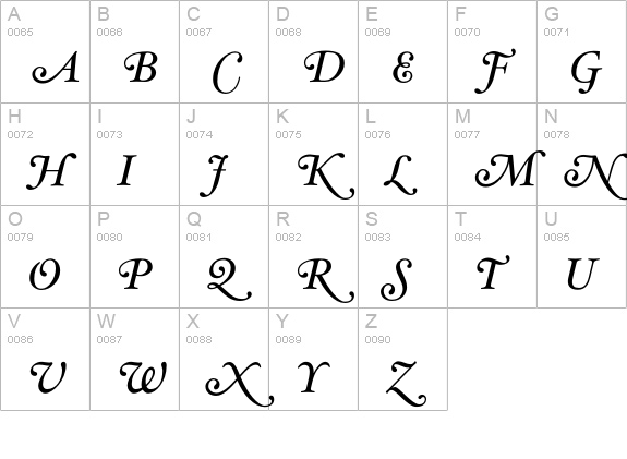 HoeflerText-Italic-Swash uppercase A-Z preview