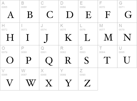 HoeflerText-Roman-SmallCaps uppercase A-Z preview