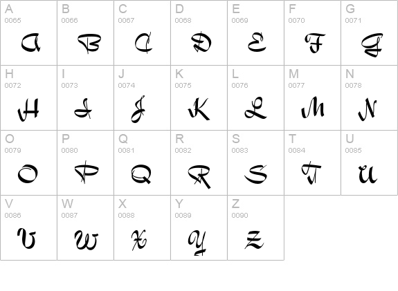 Holly-Script uppercase A-Z preview