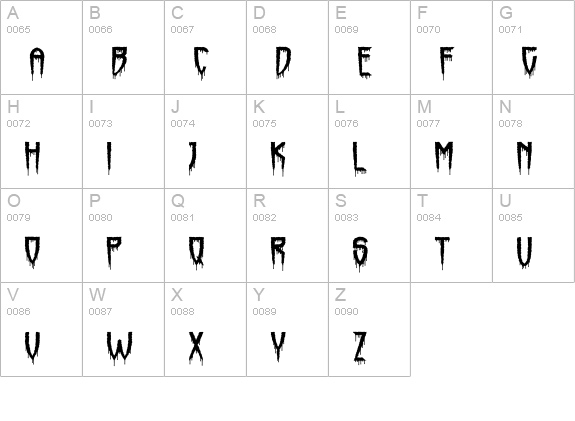 Horrorfind uppercase A-Z preview