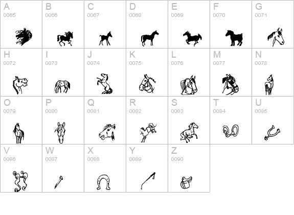 horsedings uppercase A-Z preview