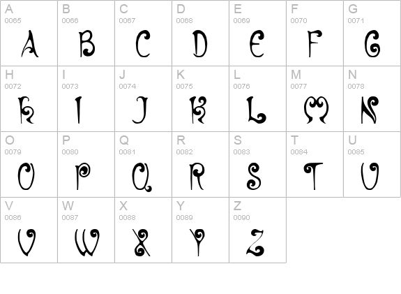 Hyacinth uppercase A-Z preview