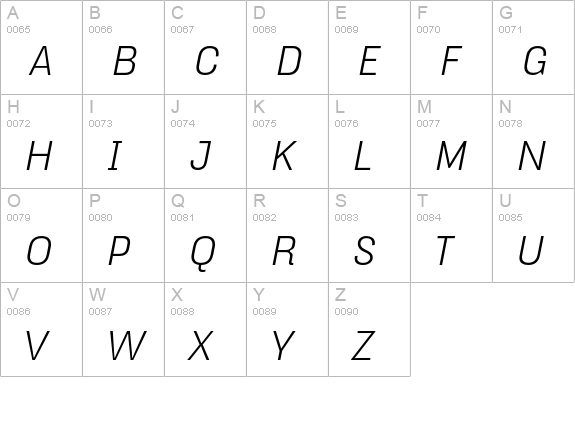 HydraText-LightItalic uppercase A-Z preview