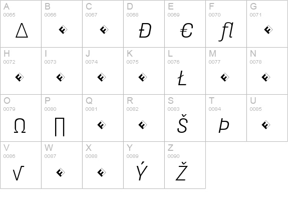 HydraText-LightItalicExpert uppercase A-Z preview