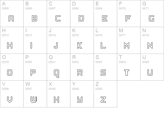 Hyperdigital Outline uppercase A-Z preview