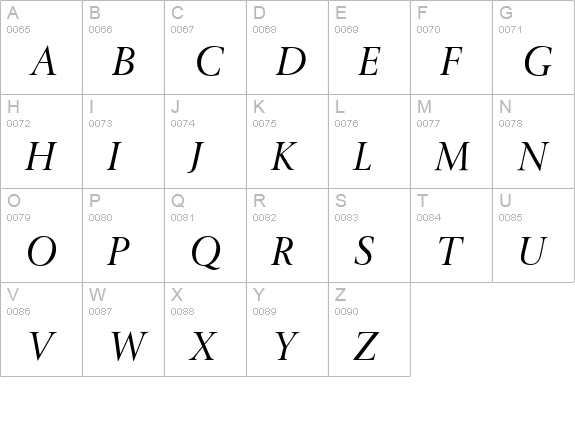 I772-Roman-Italic uppercase A-Z preview