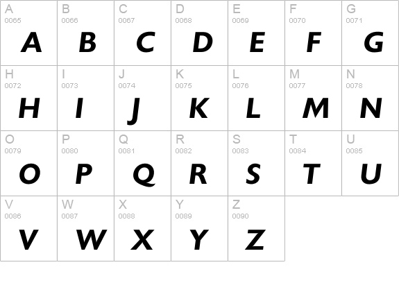 Ichantilly DemiBold uppercase A-Z preview
