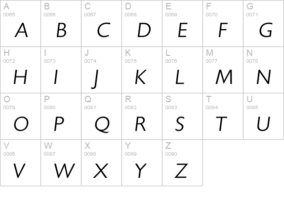 Ichantilly Light uppercase A-Z preview