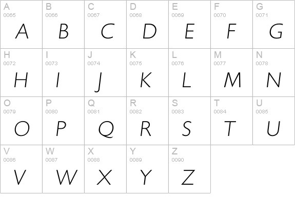 Ichantilly Xlight uppercase A-Z preview