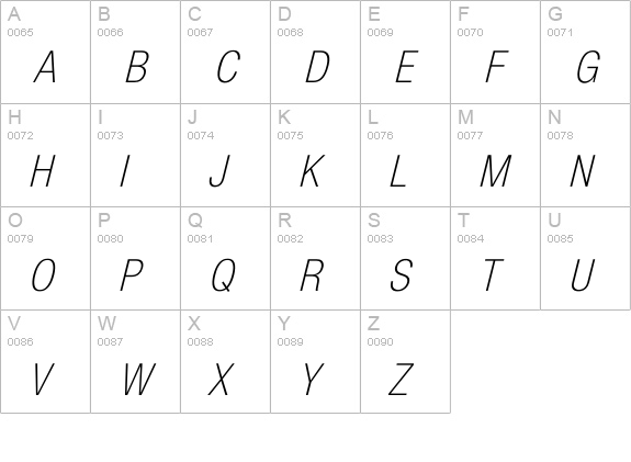 Icolnova Light uppercase A-Z preview