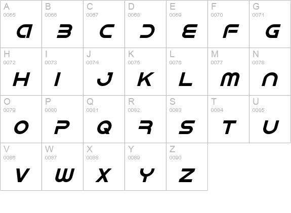 IDroid Italic uppercase A-Z preview