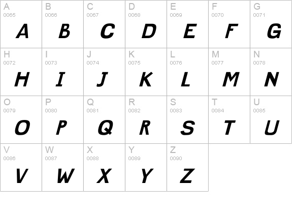 Imperfect-BoldOblique uppercase A-Z preview