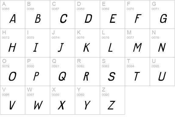 Imperfect-Oblique uppercase A-Z preview