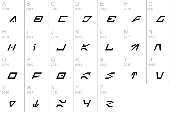Imperial Code Italic uppercase A-Z preview