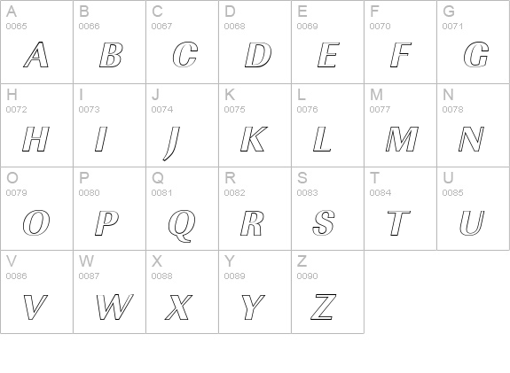 ImperialOu-Xbold-Italic uppercase A-Z preview