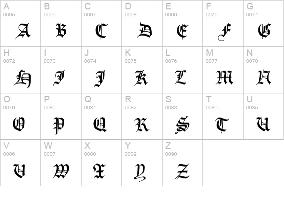 ImresFraktur uppercase A-Z preview