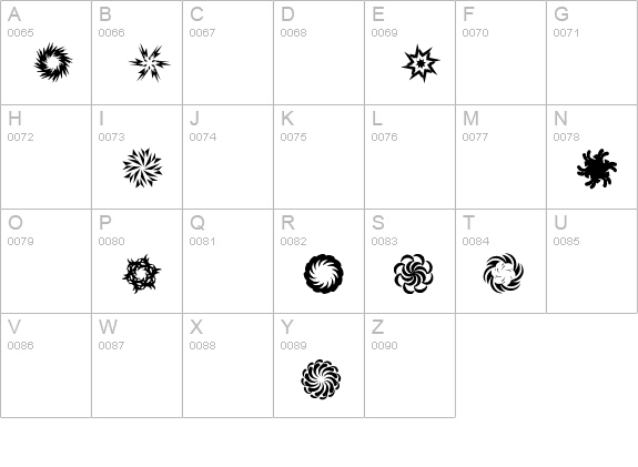 In The Zone Dingbats uppercase A-Z preview