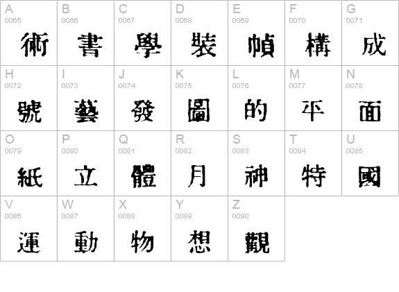 In_kanji uppercase A-Z preview