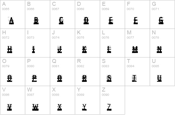 IndecisionCrossed uppercase A-Z preview