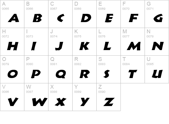 Indy Wide Italic uppercase A-Z preview
