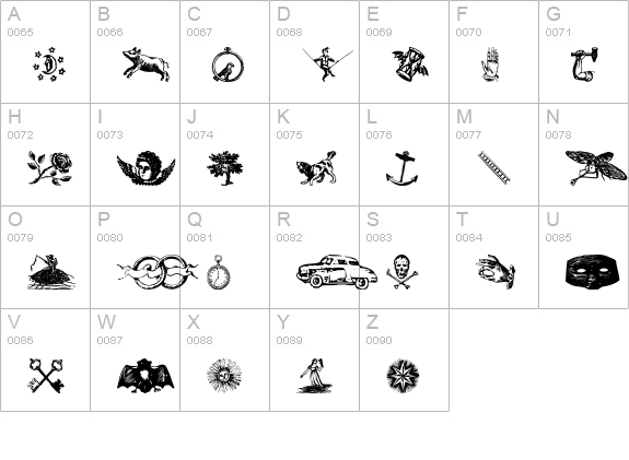 Infinite Dingbats uppercase A-Z preview
