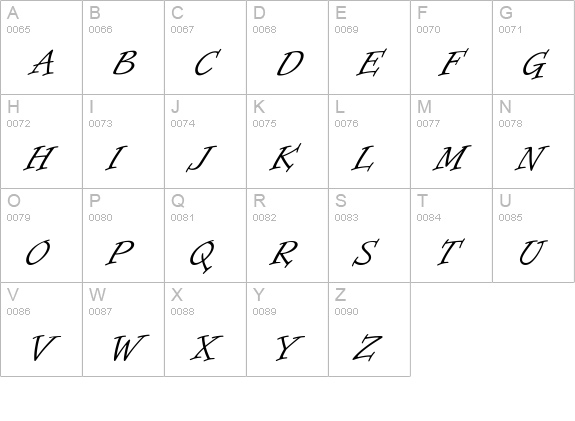 Informal Roman uppercase A-Z preview