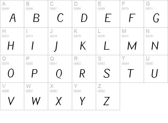 InformalOblique uppercase A-Z preview
