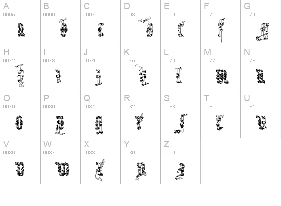 Infula uppercase A-Z preview