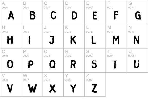 Inkbleed uppercase A-Z preview