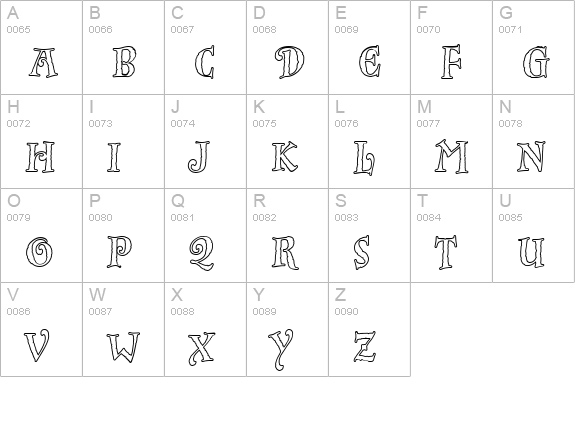 InkpotFitcapsOutline uppercase A-Z preview