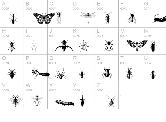 Insectile uppercase A-Z preview