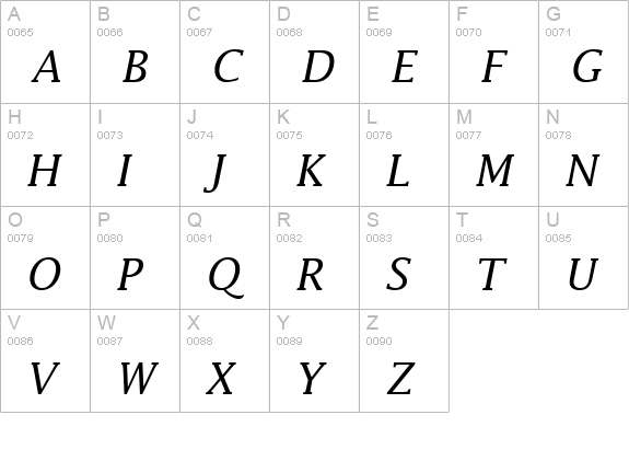 Insight Math SSi Italic uppercase A-Z preview