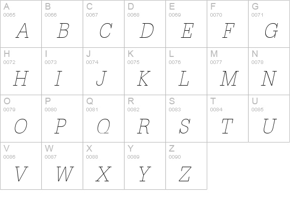 Installation Light SSi Thin Italic uppercase A-Z preview