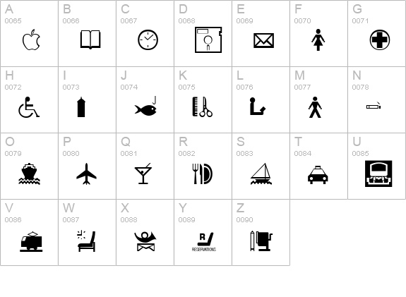 Inter Dingbats FC uppercase A-Z preview