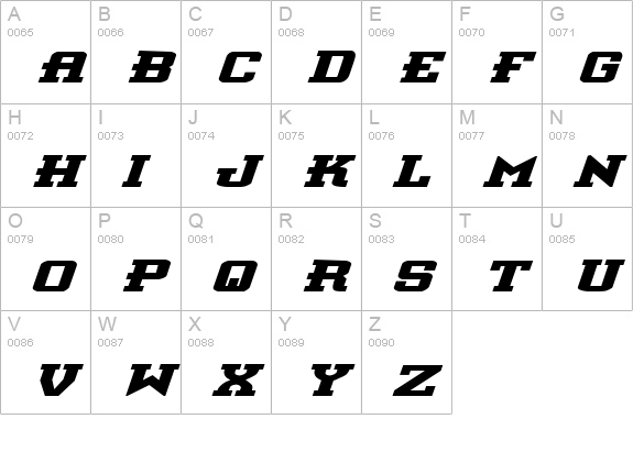 Interceptor Bold ExpItalic uppercase A-Z preview