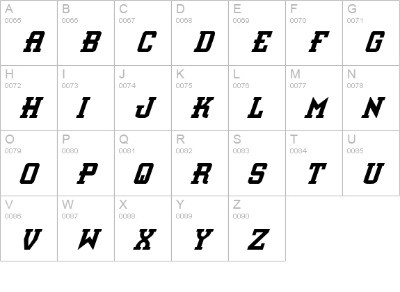 Interceptor Condensed Italic uppercase A-Z preview