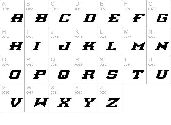 Interceptor Expanded Italic uppercase A-Z preview